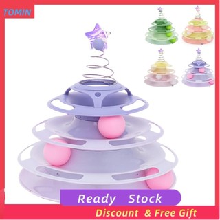 Tominihouse Kitten Toy Roller  Sturdy Construction Interactive Cat 3 Levels Antislip Base Easy To Clean for Home Batting