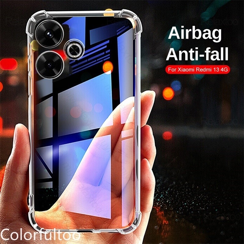 Redmi 13 Trong Suốt Ốp lưng Xiaomi Redmi 13 Redmi13 4G 2024 Vỏ Trong Suốt Túi Khí Silicon Chống Sốc 