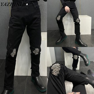  Yazhiniao Quần Nam Mỹ Retro Xu Hướng Cao Cấp Phong Cách Đường Phố Đinh Tán Lỗ Giả Phù Hợp Với Quần Jean Thường Ngày 