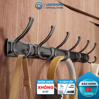 Móc đôi treo tường LADOHOME RX14 nhôm anod không gỉ, móc treo quần áo, móc treo phòng tắm, móc treo sau cửa,...