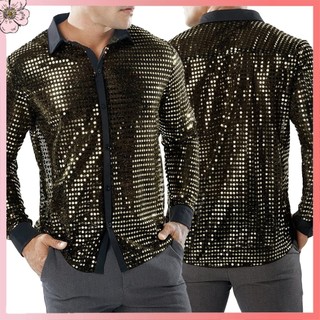 Vot nam lấp lánh kim sa lấp lánh đảng áo sơ mi khiêu vũ retro 70s disco hộp đêm áo sơ mi áo