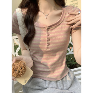 Áo Sơ Mi Nữ Fasafas Áo Thun Cotton Mỏng Sọc Phong Cách Hàn Quốc Phù Hợp Với Hàng Đầu