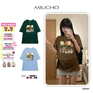 Áo thun nữ hoa tulip form rộng ATD201 Miucho chất vải cotton in Artwork