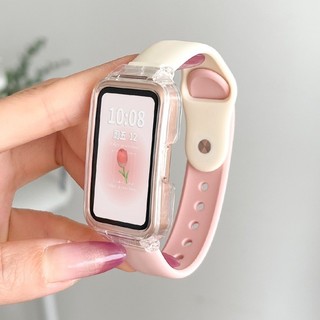  Dây đeo silicon có vỏ cho Huawei Band 10   9   8   7   6   6Pro Dây đeo đồng hồ cho Honor Band 10 9 7 6 Vòng đeo tay mềm màu trơn thời trang thay thế dây đeo cổ tay 