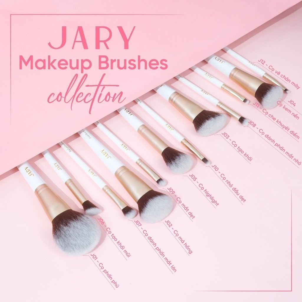 Bộ Cọ Trang Điểm Cao Cấp Thuần Chay Jary Makeup Brush Mềm Mại & Sắc Nét Hàn Quốc