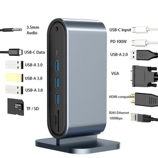  Bộ chuyển đổi USB C Hub Type C sang HDMI USB 3.1 12 trong 1 với đầu đọc thẻ Micro SD RJ45 Ethernet TF 100W PD AUX Cổng Docking Station cho NoteBook Pro Air M1 M2 Bộ chia USB 