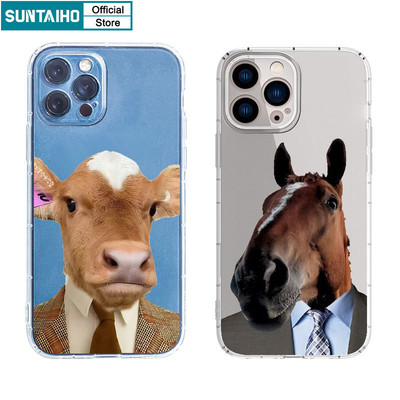 Suntaiho Vỏ Sáng Tạo Độc Đáo Họa Tiết Ngựa Bò Vỏ Điện Thoại Cho Iphone 11 12 13 14 15 16 Pro Max IP 7 8 Plus Iphon X Xs XR Xs Max TPU Mềm Cao Cấp Chống Sốc Ốp Lưng