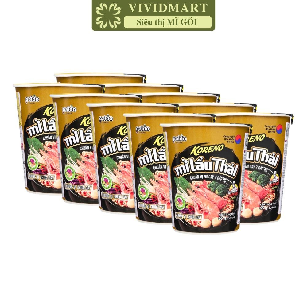 [SET10LY] - PALDO - Mì ly lẩu thái Koreno hương vị Chua cay, Mì ly Koreno Lẩu thái chua cay, Mì Kore
