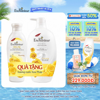 Sữa tắm trắng dưỡng ẩm Enchanteur Charming 650g + Sữa dưỡng thể Charming 150gr