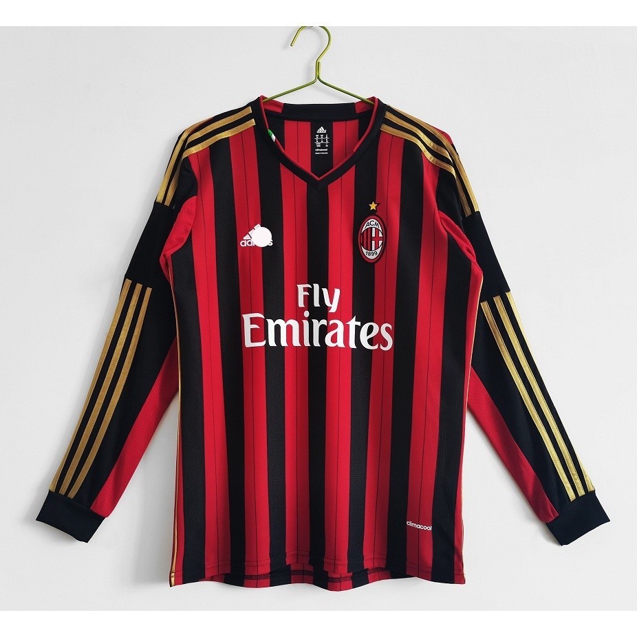 2013 2014 Retro Ac Milan Jersey Football 13 14 SHort Tay Dài KAKA RONALDINHO Áo Sơ Mi Bóng Đá