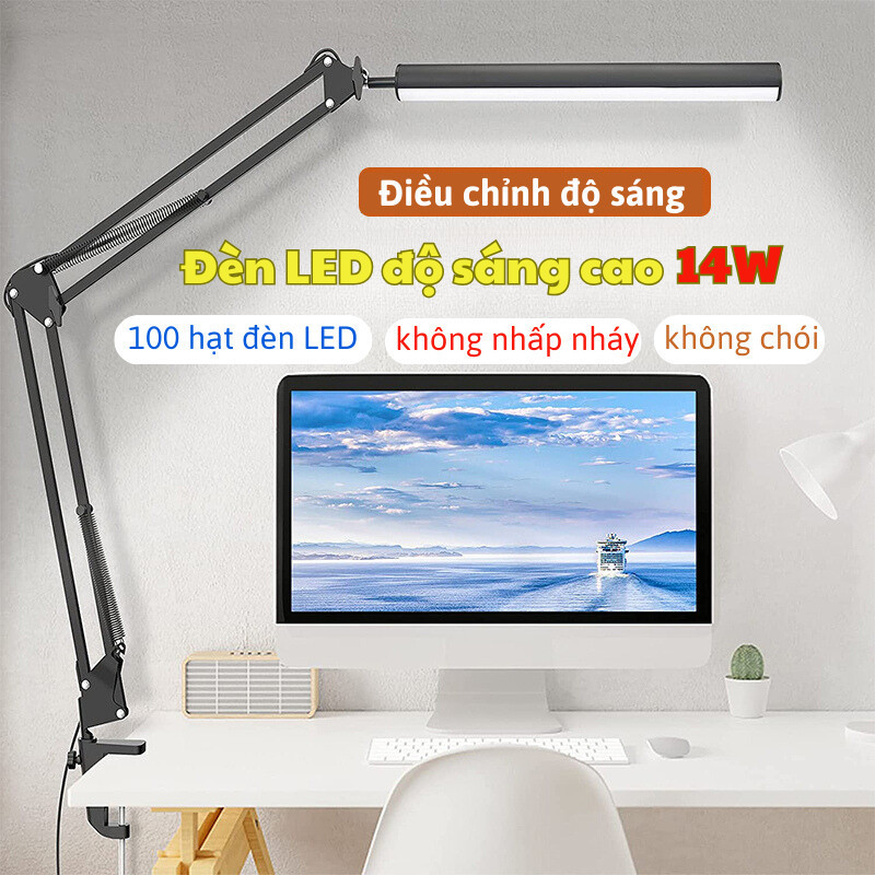 12W Đèn Led Để Bàn Học Đèn Kẹp Bàn Joful Home Bảo Vệ Mắt An Toàn Có Nút Điều Chỉnh Màu Sắc Ánh Sáng 