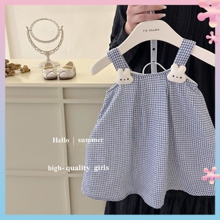 Phong Cách Mới Hàn Quốc Trung Nhỏ Trẻ Em Bé Gái Suspender Váy Mùa Hè Phong Cách Mới Kẻ Sọc Áo Sơ Mi Bé Tươi Phong Cách Dễ Thương