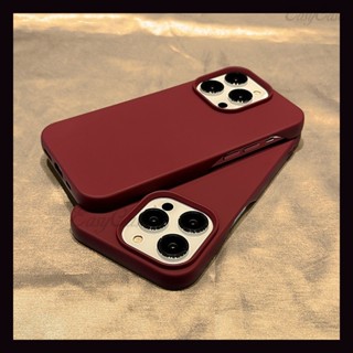 Ốp điện thoại silicon không viền nút màu đỏ rượu vang cho iPhone 15 14 13 12 11 Pro Max 14 Plus Ốp lưng mềm siêu mỏng silicon chống rơi và chống vân tay