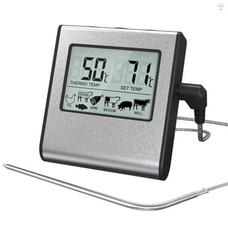 Máy đo nhiệt độ thực phẩm kỹ thuật số LCD Nhiệt kế thịt nấu ăn với đầu dò nhiệt độ, Nhiệt kế lò nướng kỹ thuật số để nướng khói Nấu ăn nhà bếp, với 7 nhiệt độ cài đặt sẵn &
