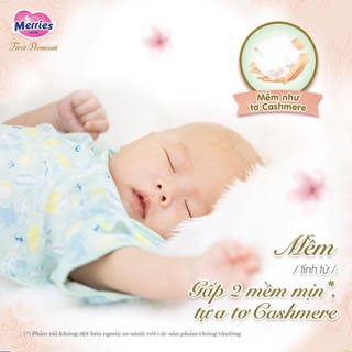 Quà - Tã dán Merries First Premium size M - 48 miếng (Cho bé 6-11kg)
