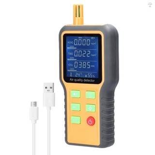 Máy dò chất lượng không khí gia đình Cảm biến T / H đa chức năng Máy kiểm tra CO2 Màn hình LCD có đèn nền Carbon Dioxide TVOC HCHO Giá trị Nhiệt độ Độ Ẩm Phát hiện Tự hiệu chỉnh với Alar