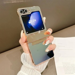 Vỏ gương trang điểm mạ điện sang trọng Samsung Galaxy Z Flip 5 Z Flip 4 Flip3 Bản lề gương mạ điện Tất cả vỏ bảo vệ Vỏ Pc cứng