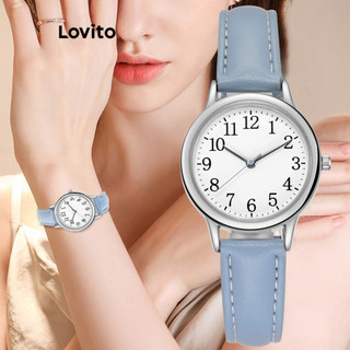  Đồng hồ thạch anh Lovito kim loại màu trơn cơ bản phong cách thường ngày cho nữ LFA14059