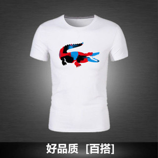 Cá Sấu Mùa Hè 2024 Phong Cách Mới Cotton Nguyên Chất Rời Cổ Tròn Nam Thời Trang Phù Hợp Với Áo Thun Màu Trơn Tay Ngắn Cổ La