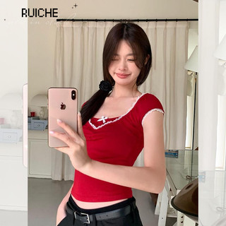 RUICHE áo phông áo thun nữ croptop baby tee Korean Vintage Stylish Phong cách WCS24416X6 19Z240507