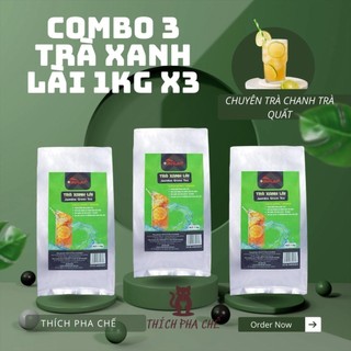   Freeship combo 3 trà xanh lài VINSAF 1kg nguyên liệu pha chế các loại trà chanh trà trái cây 