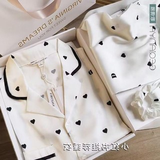 Bộ Đồ Ngủ Bằng Lụa Băng Nữ Xuân Thu Phong Cách Dài Tay 2024 Bộ Đồ Ngủ Mùa Hè Mới Phong Cách Cao Cấp Cảm Giác Có Thể Mặc Bên Ngoài Mùa Hè Ngọt Ngào Homewear Phù Hợp Với