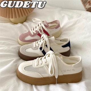 GUDETU❤Giày nữ Giày trắng phiên bản Hàn Quốc thông gió Mặt lưới Giày đế dày tăng Giày vải
