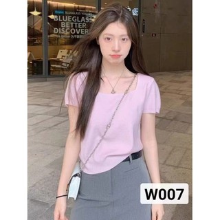 Sợi Lõi Phong Cách Hàn Quốc Nhẹ Nhàng Cổ Vuông Ngắn Tay Dệt Kim Thiết Kế Niche Ngọt Ngào Màu Trơn Áo Dệt Kim Nhớ Q0MO