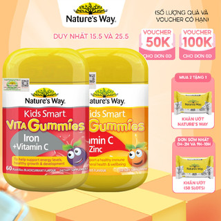 Combo Kẹo Iron+ Vitamin C và Vitamin C+ ZinC bổ sung sắt, kẽm, vitamin c giúp bé ăn ngon miệng, mau lớn, tăng đề kháng