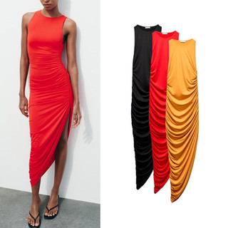 Za Mùa Hè Sản Phẩm Mới Quần Áo Nữ Xếp Ly Nylon Slim-fit Đầm 3641346