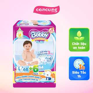 Tã dán Bobby Fresh Siêu thấm - Khô thoáng L68