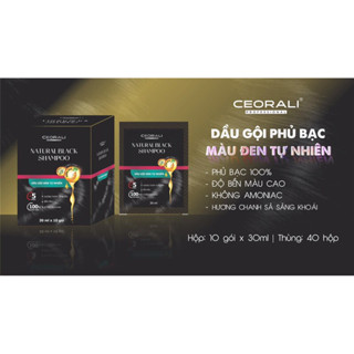 Hộp 10 gói Dầu gội đen Tóc CEORALI phủ Bạc 100% ( ĐEN và NÂU)