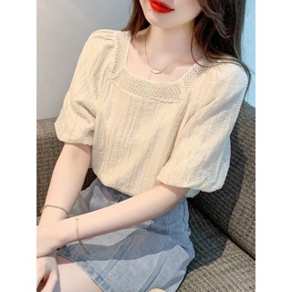 Cổ Vuông Ngắn Tay Áo Sơ Mi Voan Nữ Mùa Hè 2025 Mùa Hè Phong Cách Mới Sang Trọng Giảm Tuổi Thời Trang Niche Mỏng Hơn Nhìn Top