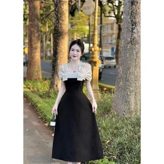 BIGSIZE NÀNG BÉO ĐẦM THIẾT KẾ NƠ VAI TRẮNG DỰ TIỆC KÈM TAG ĐÁ 55-95KG