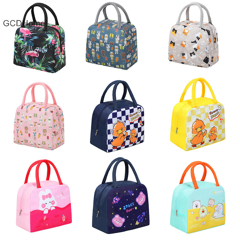 Gcdhome Di Động Hoạt Hình Tote Nhiệt Hộp Cơm Trưa Túi Nhôm Lá Văn Phòng Sinh Viên Bento Lưu Trữ Túi Cách Nhiệt Làm Mát Túi Ăn Trưa HOT