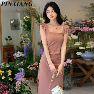 Váy treo nữ mới PINXIANG, váy dài giảm béo eo nhẹ nhàng