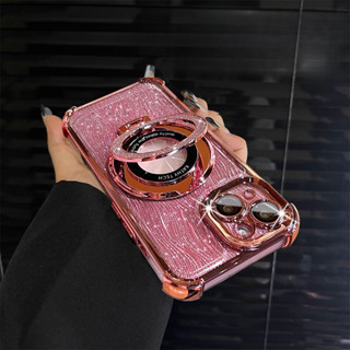 Mạ nước họa tiết gợn sóng lấp lánh đứng cho iPhone 15 14 13 12 11 Pro Max plus Bảo vệ ống kính trong suốt Vỏ chống sốc