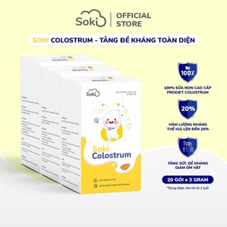 Combo 3 Sữa Non SOKI COLOSTRUM Tăng Sức Đề Kháng Giúp Trẻ Ăn Ngon, Hấp Thu Tốt - 3 hộp,20 gói/ hộp