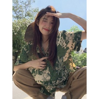 Áo Sơ Mi In Hình Yuewen Nữ Mùa Hè Mỏng Rời Hồng Kông Áo Sơ Mi Tay Ngắn Thường Ngày