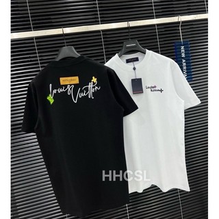 Áo phông nam lờ vê thêu hoa 4 cánh siêu nét - áo thun nam nữ lờ vê thêu 2 mặt trước ngực sau lưng siêu đẹp