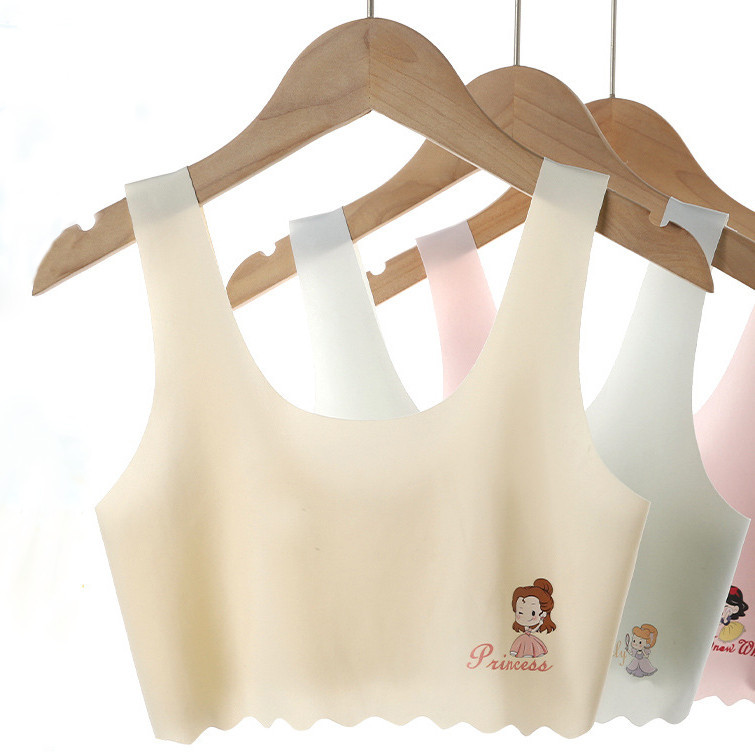 6-14y Bé Gái Thoải Mái Mềm Mại Thể Thao Áo Ngực Mỏng Liền Mạch Thoáng Khí Bé Gái Băng vụn Áo Vest