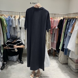 Đầm suông liền dáng dài xẻ tà in hoa phong cách Hàn Quốc rộng rãi cỡ lớn Tay Ngắn mẫu mới mùa hè  TTDSA0086