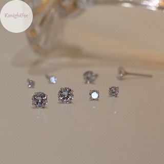 K2nightfee 1 cặp bạc cổ điển bốn prong kim cương đơn giản zircon bông tai dành cho nữ vn
