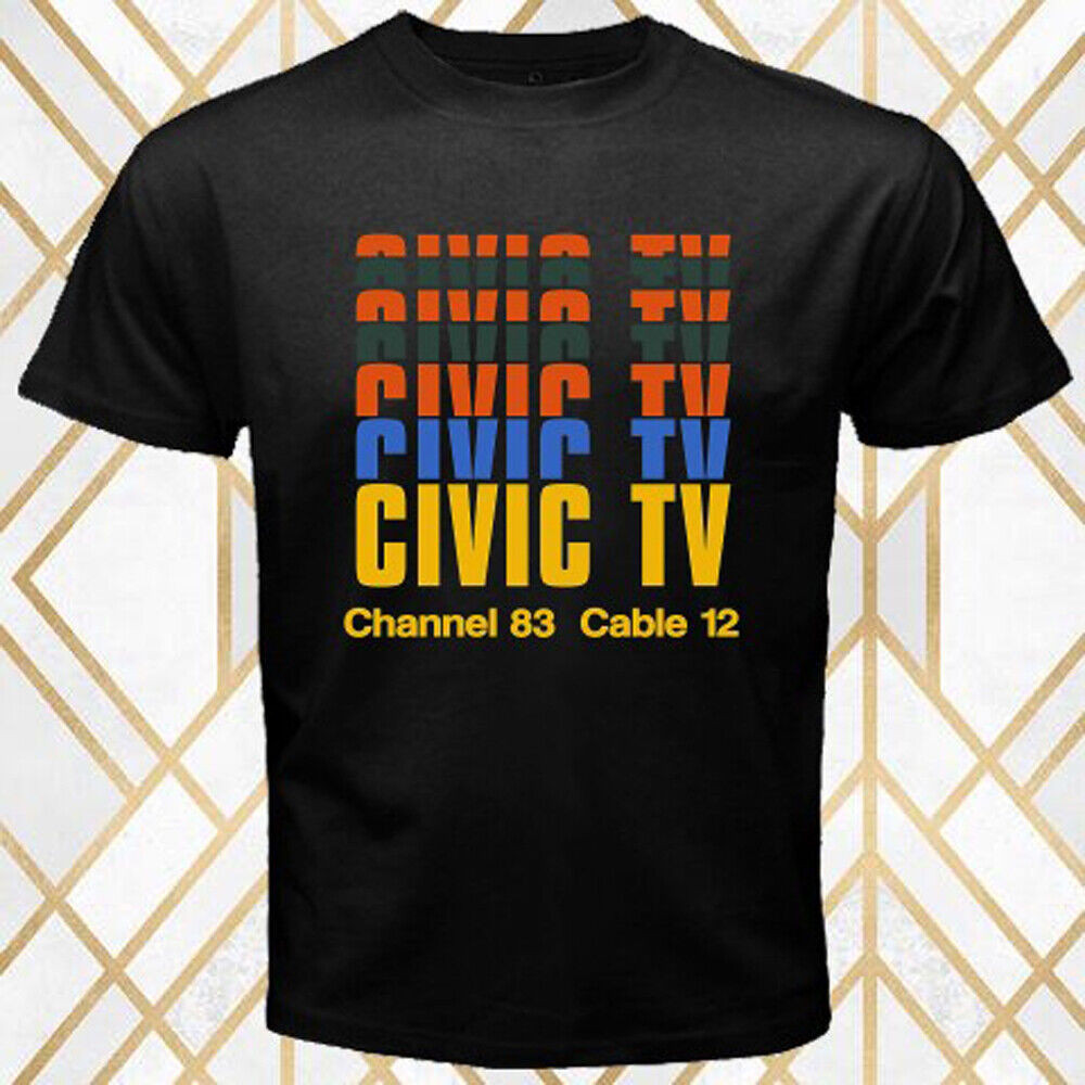 Civic Tv Channel 83 Cable 12 Logo Áo thun nam màu đen