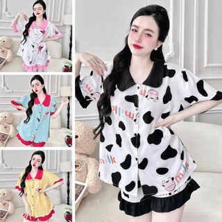  Đồ Bộ Bigsize Đùi Tay Ngắn Chất Lụa Nhật Cho Nàng Béo Xinh Họa Tiết Dễ Thương