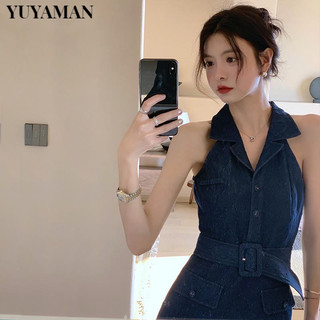 Denim dress for women in the spring and summer of 2022, the new high-end waist shows a thin, sleeveless and stylish hot girl skirt.