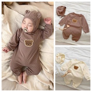 [ Body + mũ ] Bộ body dài tay bodysuit áo liền quần bộ đồ liền thân cho bé trai bé gái M27.6.24-1 Jumpsuit