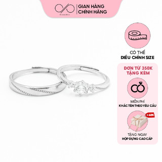 Nhẫn Đôi Bạc S925 DREAMSILVER Diamond Love Chỉnh Được Size Dành Cho Cặp Đôi Nam Nữ ND017