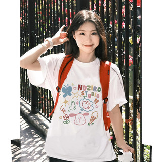 Duse 100% Cotton Trắng Dễ Thương In Hình Vai Áo Thun Nữ Tay Ngắn Mới Rời Nửa Tay Thường Ngày Top Mùa Hè Ins