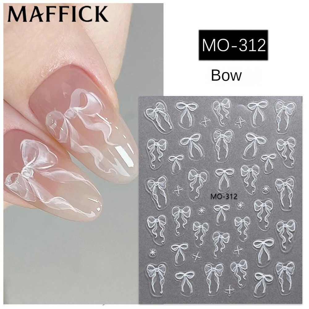 Nơ Nail Sticker Ballet Nail Art Ribbon Nail Polish Sticker Trang trí móng tay 【bluey】